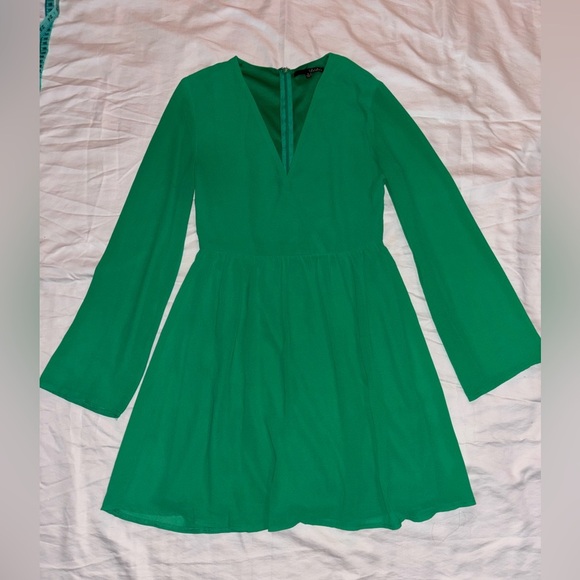 Lulu's Vibrant Green V-Neck Dress - Picture 6 of 8